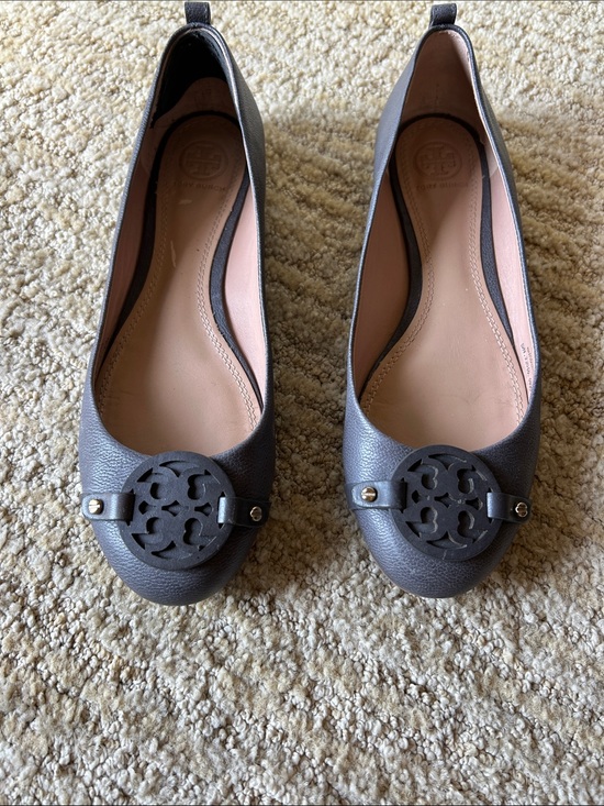 Tory Burch Shoes - Tory Burch Grey Logo Ballet Flats